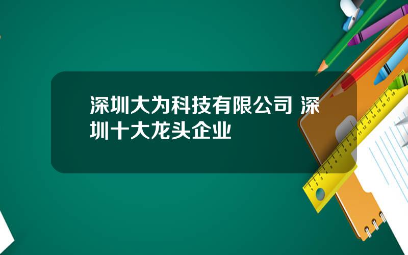 深圳大为科技有限公司 深圳十大龙头企业